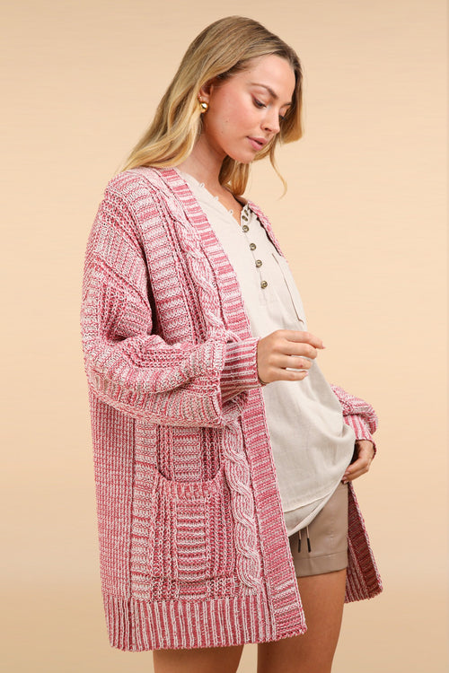 Cute VERY J Cable Knit Open Front Cardigan