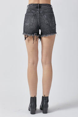 Cute RISEN Raw Hem Denim Shorts with Pockets