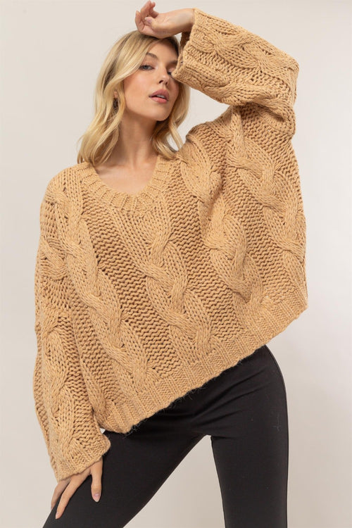 Cute HYFVE Cable Knit V-Neck Sweater