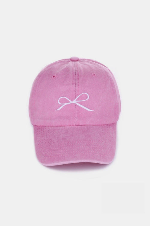 Cute Zenana Bow Embroidered Washed Cotton Caps