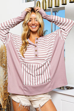 Cute BiBi Striped Thumbhole Long Sleeve Top