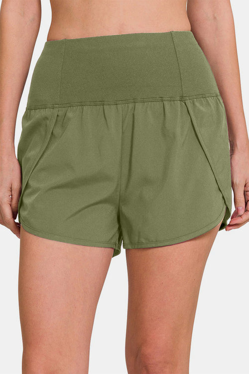 Cute Zenana High-Waisted Zippered Back Pocket Active Shorts