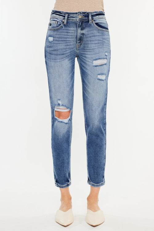 Cute Kancan High Rise Distressed Mom Jeans4