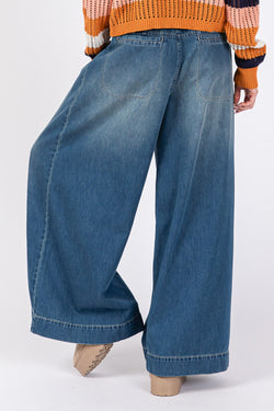 Cute SAGE+FIG Smocked Waist Band Wide Leg Jeans