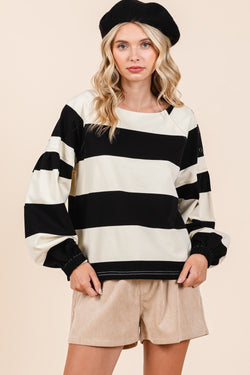 Cute Mittoshop Striped Snap Shoulder Long Sleeve T-Shirt