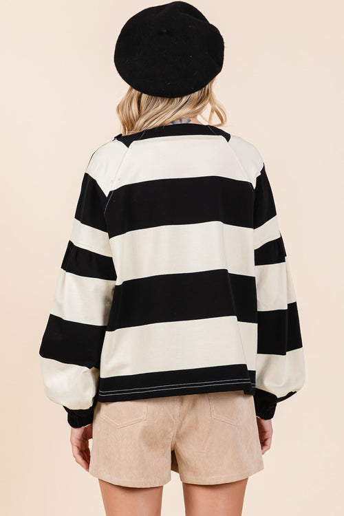 Cute Mittoshop Striped Snap Shoulder Long Sleeve T-Shirt