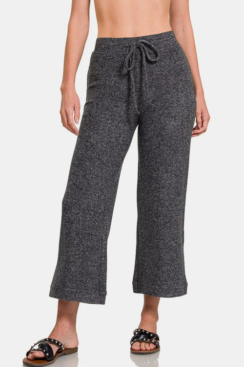 Cute Zenana Drawstring Hacci Cropped Pants