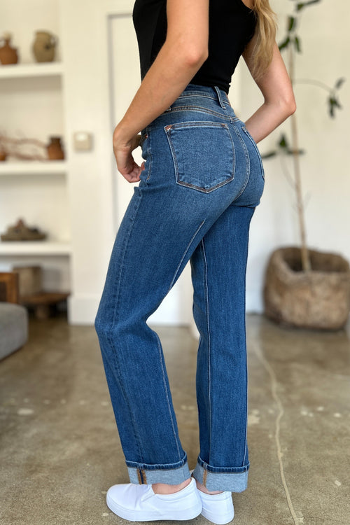 Cute Judy Blue Full Size High Waist Front Seam Detail Straight Jeans