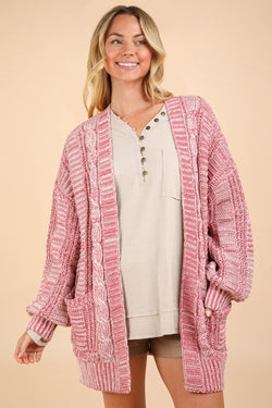 Cute VERY J Cable Knit Open Front Cardigan