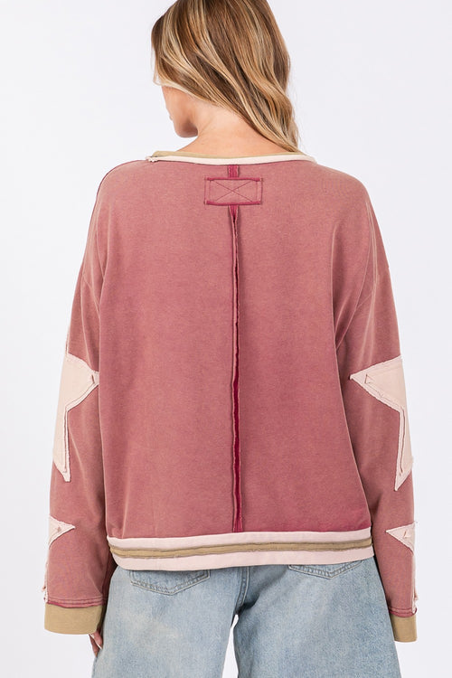 Cute SAGE + FIG French Terry Star Applique Patch Sweatshirt