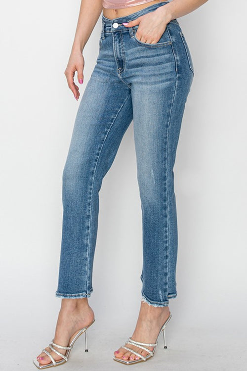 Cute RISEN High Rise Slim Straight Jeans