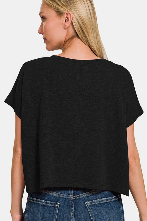 Cute Zenana V-Neck Short Sleeve Crop T-Shirt