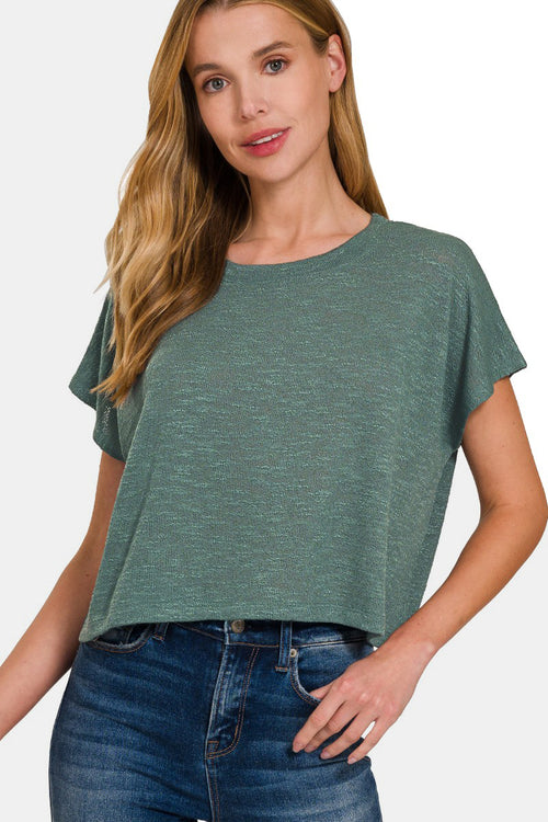 Cute Zenana Round Neck Short Sleeve Crop T-Shirt