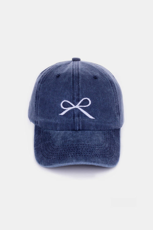 Cute Zenana Bow Embroidered Washed Cotton Caps