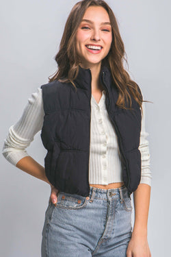 Cute Love Tree Zip Up Turtleneck Cropped Vest Coat