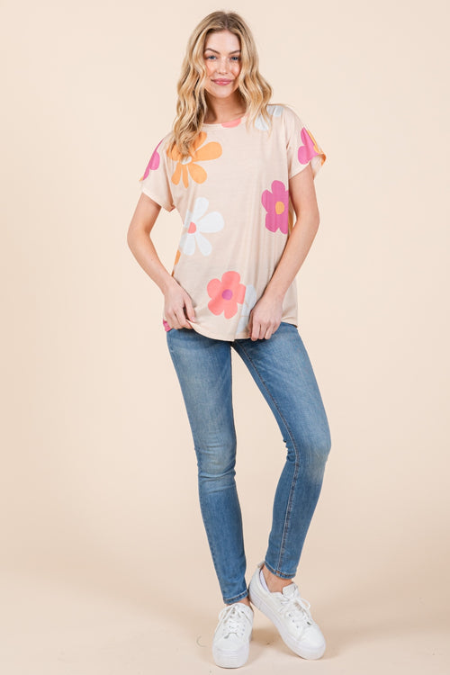 Cute BOMBOM Floral Short Sleeve T-Shirt4