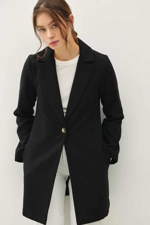 Cute Be Cool Single Button Long Sleeve Coat with Pockets