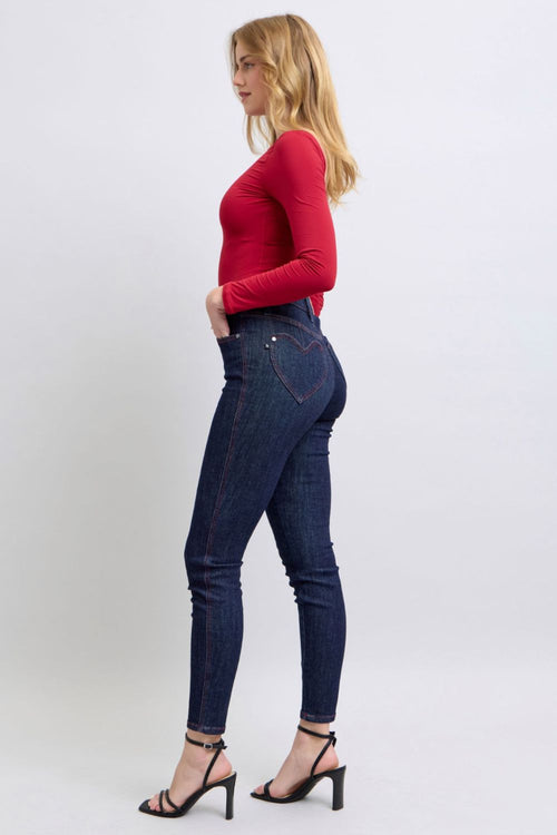 Cute Judy Blue Full Size Heart Shaped Back Pockets Skinny Jeans