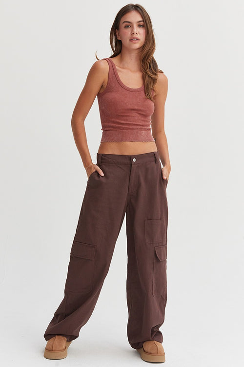 Cute HYFVE Elastic Waist Wide-Leg Cargo Pants