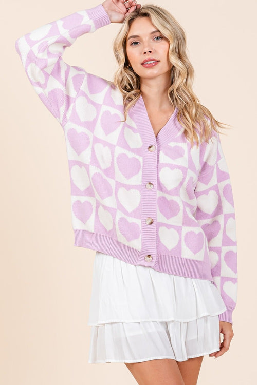 Cute Mittoshop Checkered Heart Button Down Cardigan