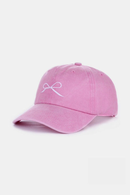 Cute Zenana Bow Embroidered Washed Cotton Caps