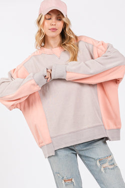 Cute SAGE + FIG Color Block Round Neck Sweatshirt