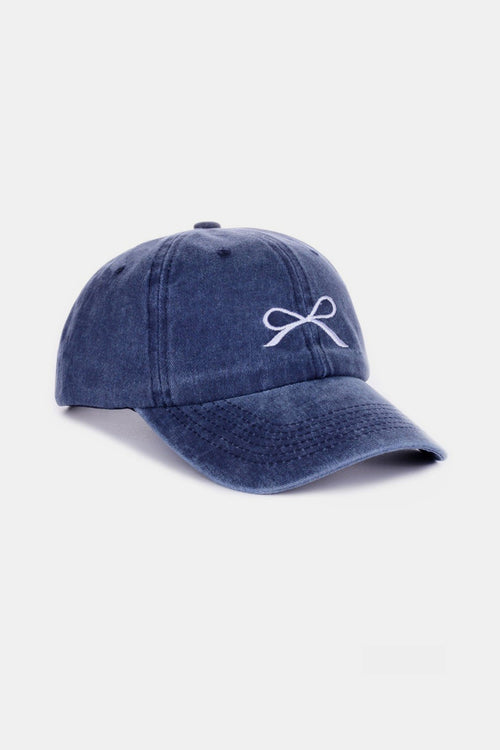 Cute Zenana Bow Embroidered Washed Cotton Caps