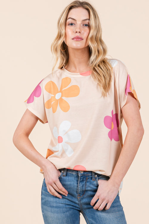 Cute BOMBOM Floral Short Sleeve T-Shirt1