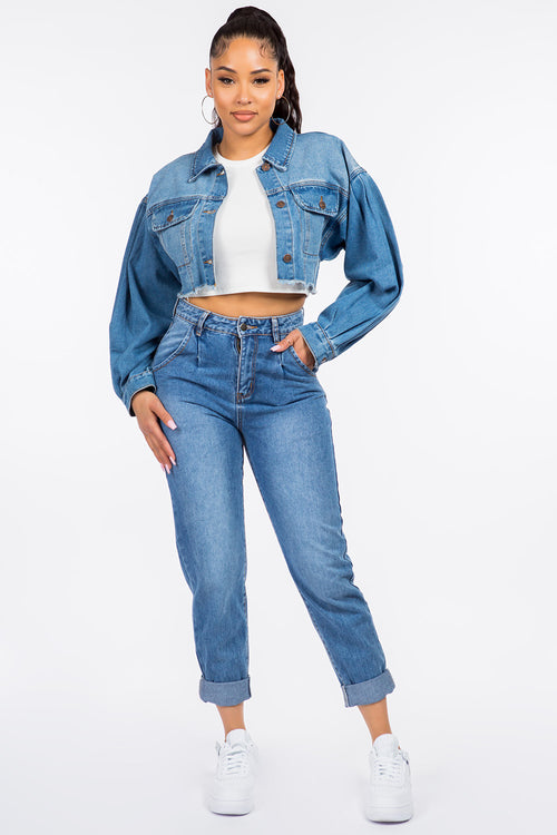 Cute American Bazi High Waist Pleated Waist Mom Jeans