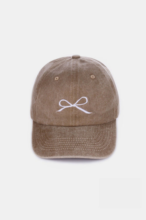 Cute Zenana Bow Embroidered Washed Cotton Caps