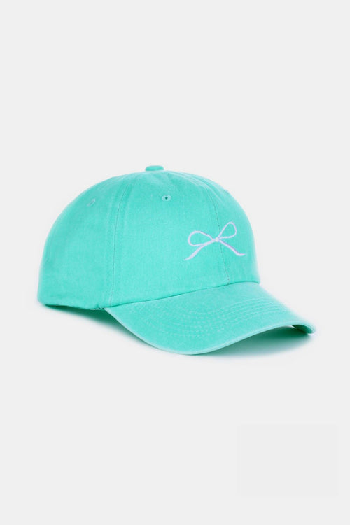 Cute Zenana Bow Embroidered Washed Cotton Caps