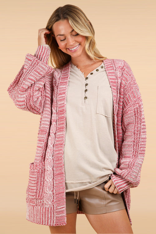 Cute VERY J Cable Knit Open Front Cardigan