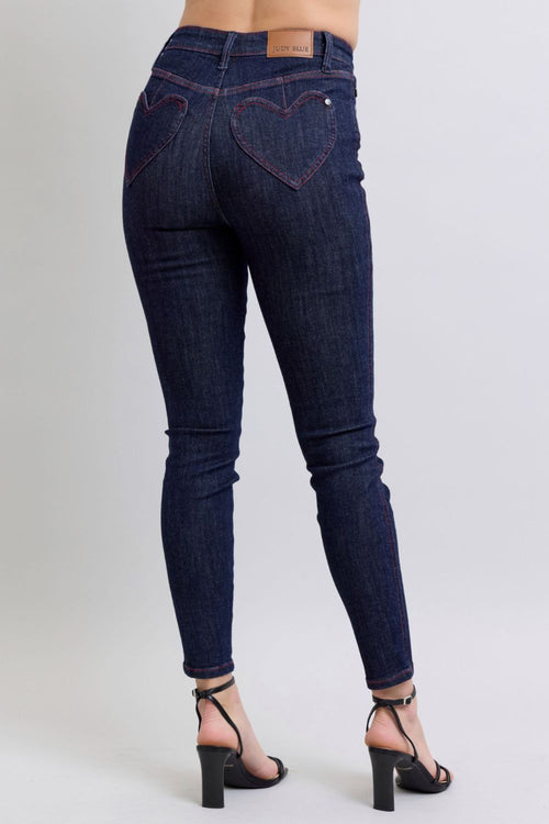 Cute Judy Blue Full Size Heart Shaped Back Pockets Skinny Jeans