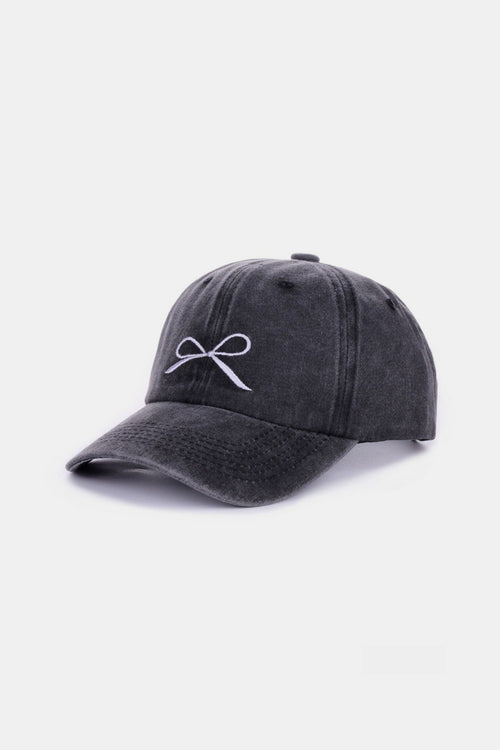 Cute Zenana Bow Embroidered Washed Cotton Caps