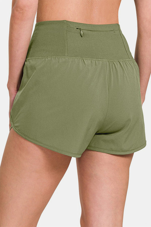 Cute Zenana High-Waisted Zippered Back Pocket Active Shorts