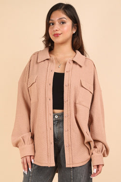 Cute VERY J Button Down Textured Knit Shacket