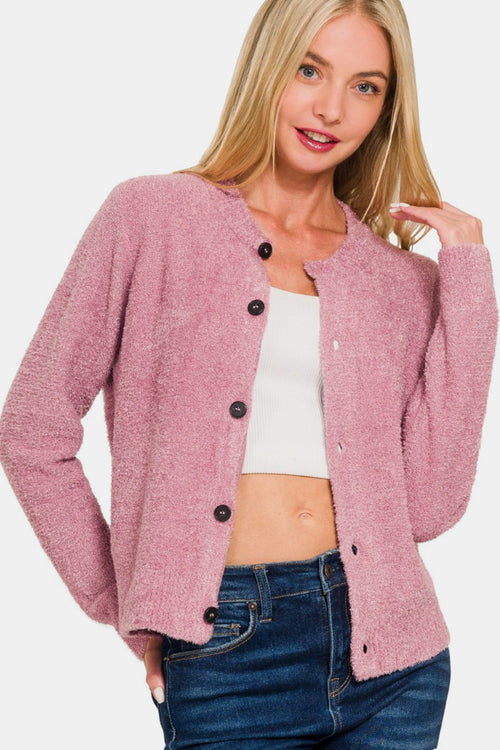 Cute Zenana Button Down Long Sleeve Sweater Cardigan