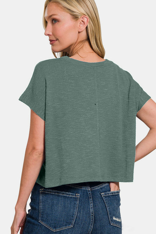 Cute Zenana Round Neck Short Sleeve Crop T-Shirt