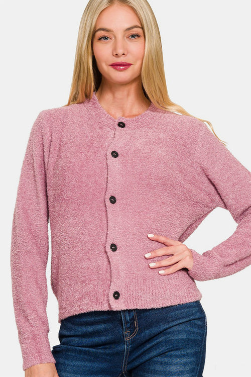 Cute Zenana Button Down Long Sleeve Sweater Cardigan