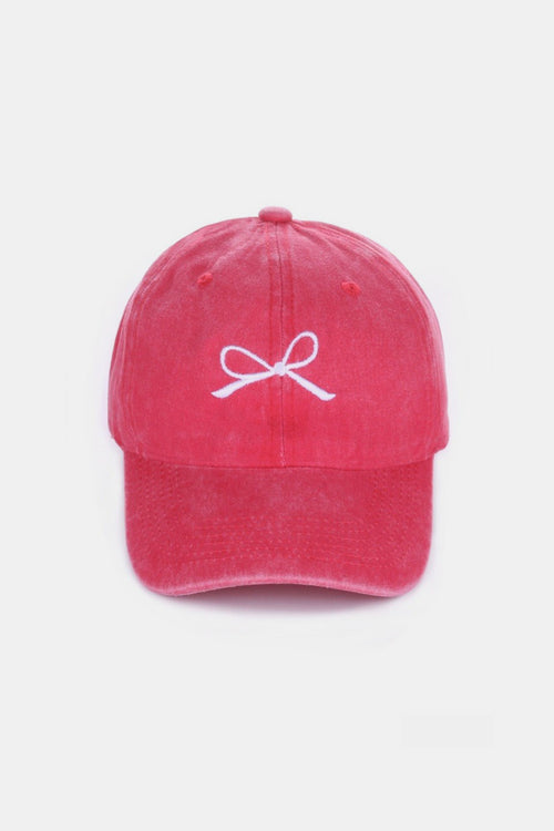 Cute Zenana Bow Embroidered Washed Cotton Caps