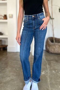 Cute Judy Blue Full Size High Waist Front Seam Detail Straight Jeans