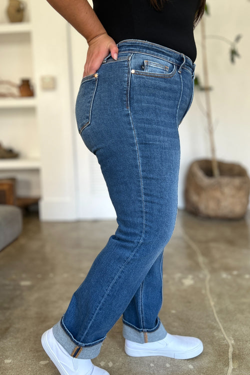 Cute Judy Blue Full Size High Waist Front Seam Detail Straight Jeans