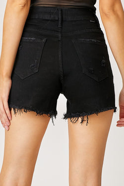 Cute RISEN Frayed Hem Denim Shorts with Fringe Detail Pockets