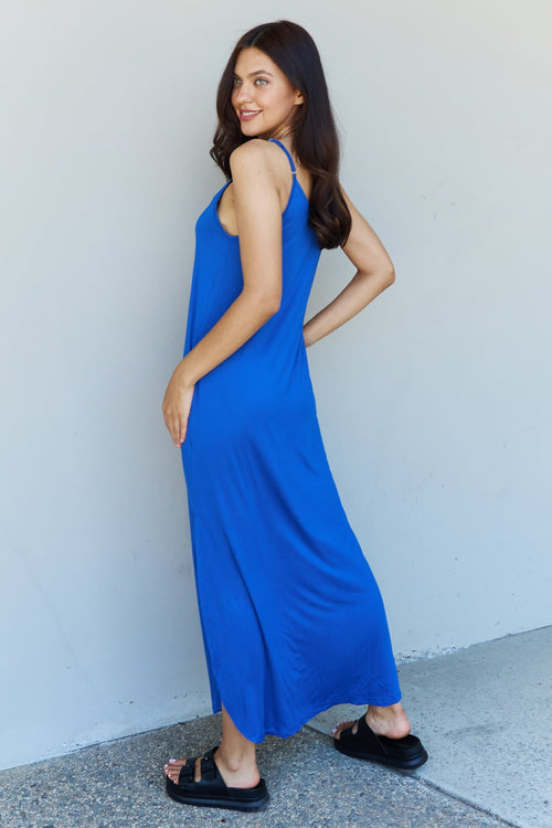 Cute Ninexis Good Energy Full Size Cami Side Slit Maxi Dress in Royal Blue