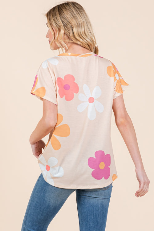 Cute BOMBOM Floral Short Sleeve T-Shirt2