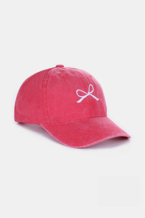 Cute Zenana Bow Embroidered Washed Cotton Caps