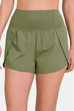 Cute Zenana High-Waisted Zippered Back Pocket Active Shorts