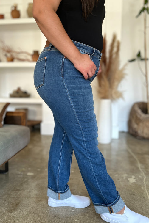 Cute Judy Blue Full Size High Waist Front Seam Detail Straight Jeans