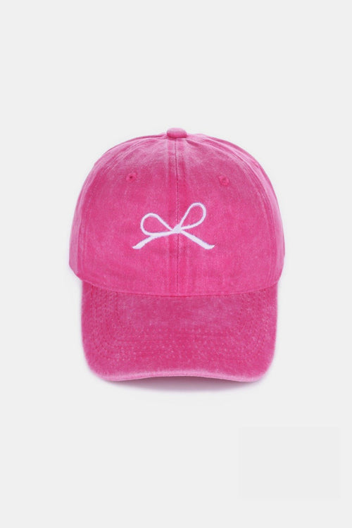 Cute Zenana Bow Embroidered Washed Cotton Caps