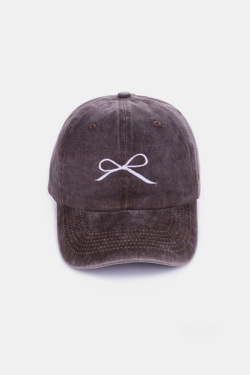 Cute Zenana Bow Embroidered Washed Cotton Caps